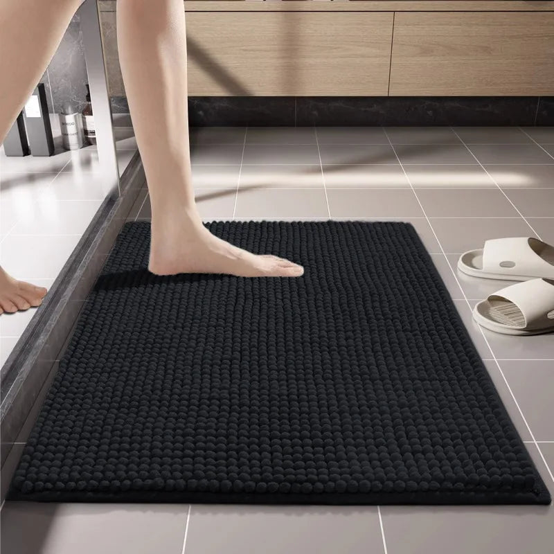 Chenille Bath Mat Water Absorbent Non Slip Rug