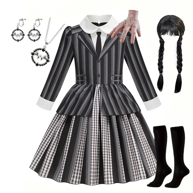 Addams Black Striped Dress Halloween Costume