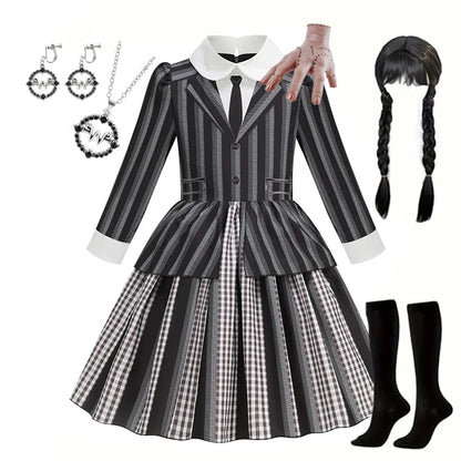Addams Black Striped Dress Halloween Costume