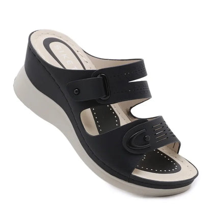 Peep toe wedge beach sandals, view 2