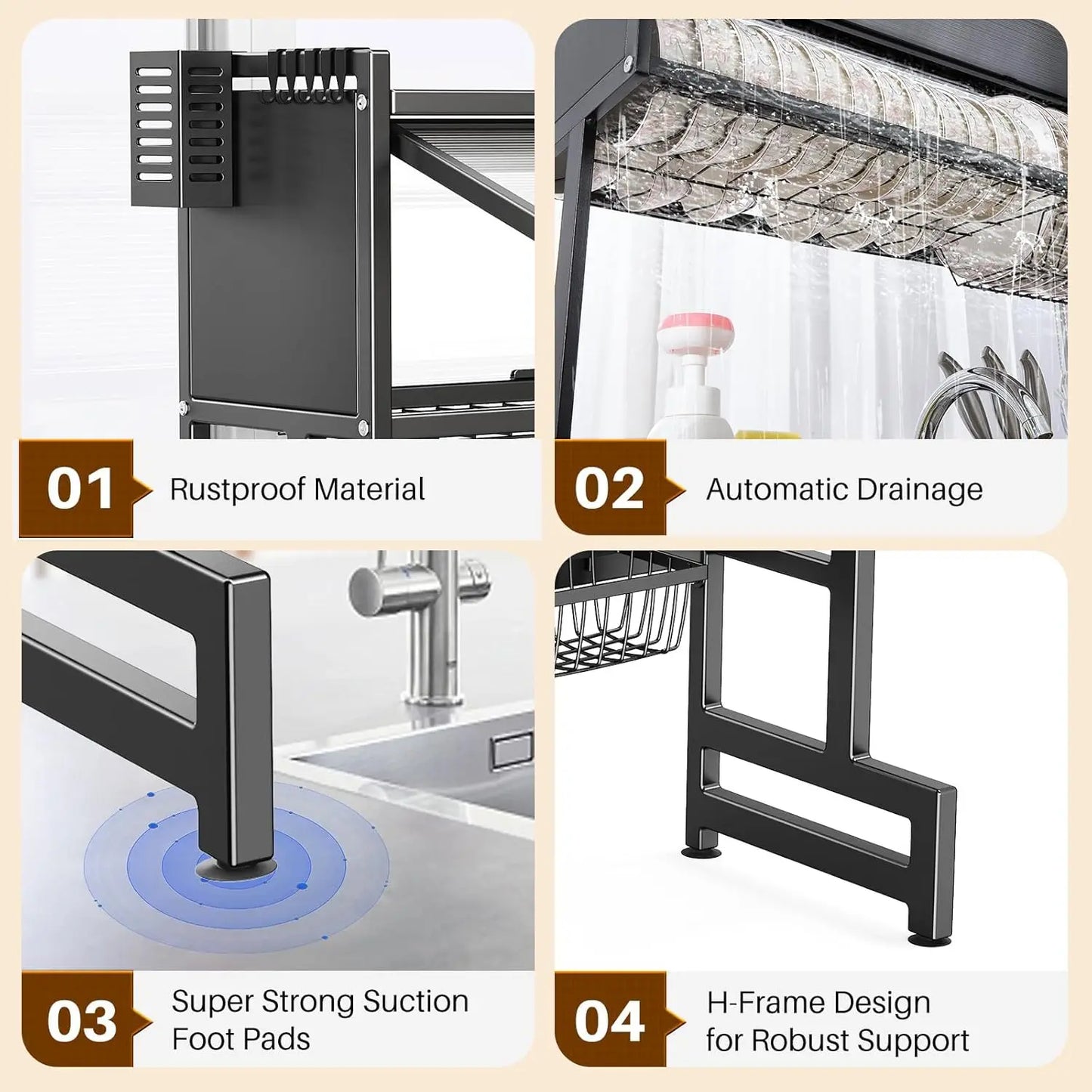 Over The Sink Dish Drainer Drying Rack