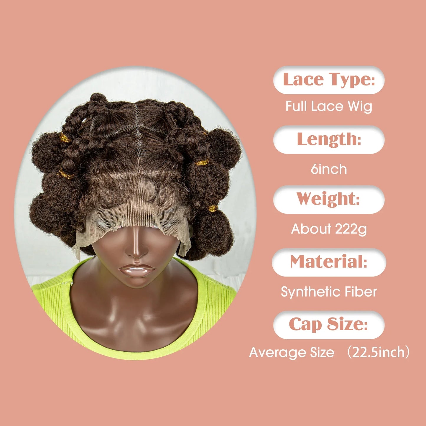 Full Lace Short Bantu Braided Wig