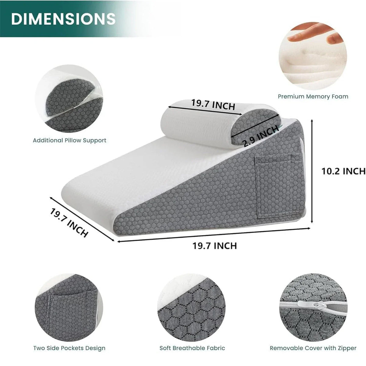 Memory foam wedge pillow, view 4