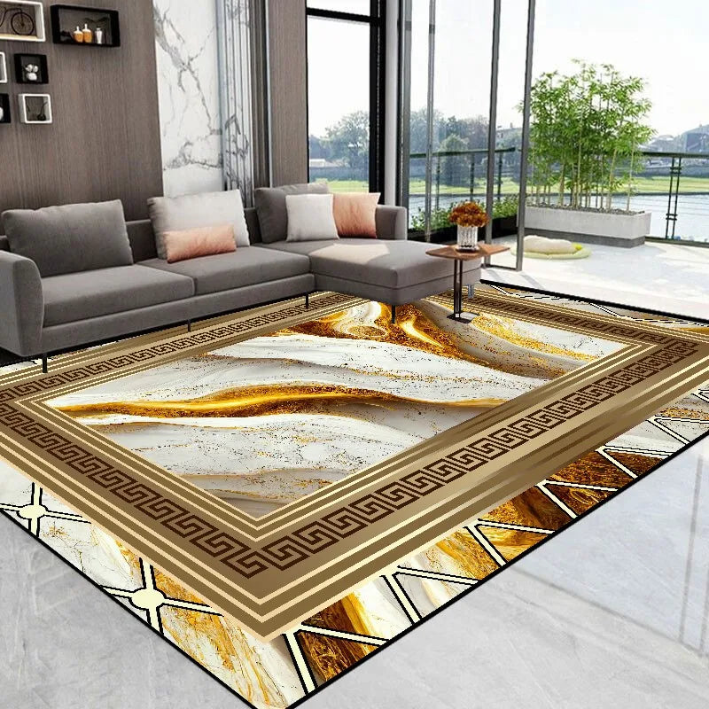 Luxury Golden Abstract marble Rugs