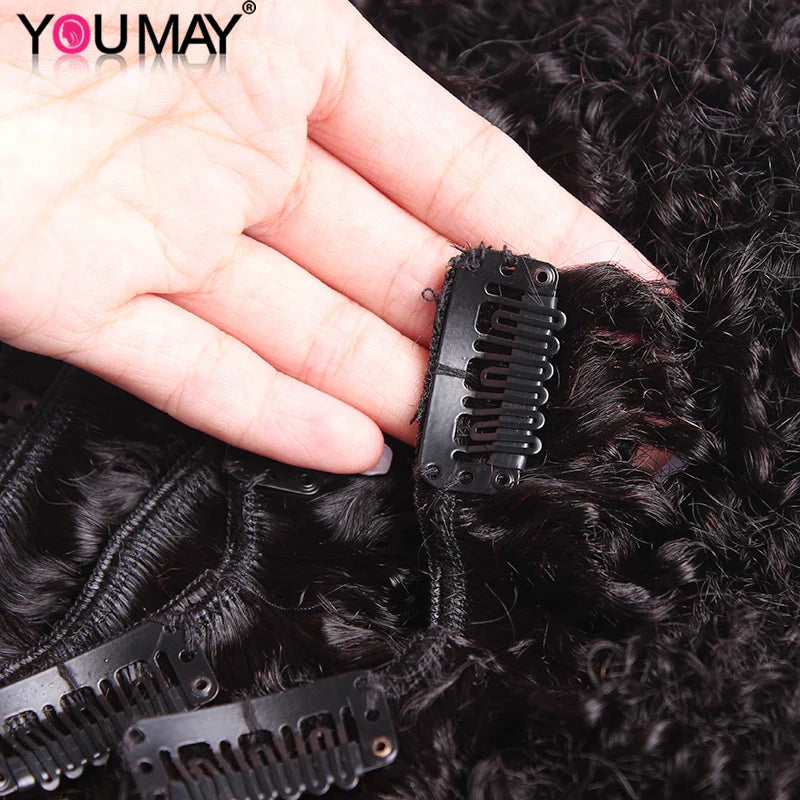 4B 4C Afro Kinky Curly Clip In Human Hair Extensions