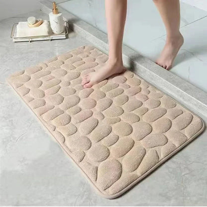 3D Non Slip Bathroom Mat Cobblestone