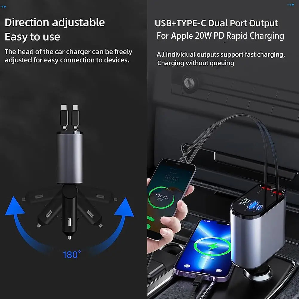 Retractable USB-C car charger, view 6