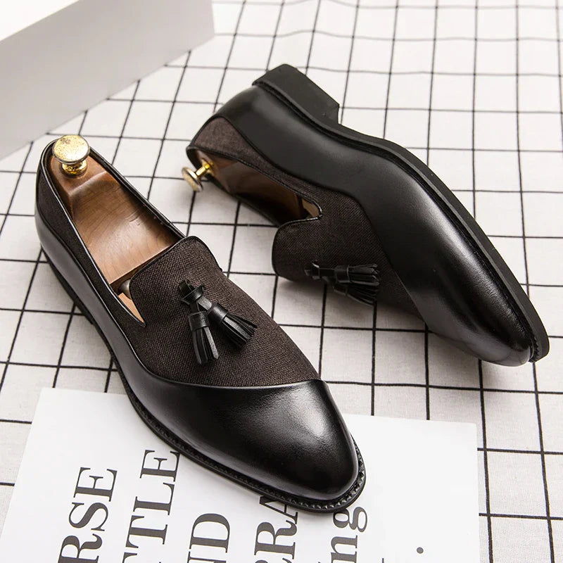 Classic Leather Men Slip-On Oxfords - MONLANE