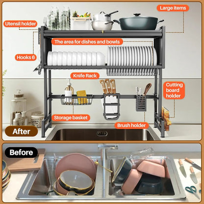 Over The Sink Dish Drainer Drying Rack
