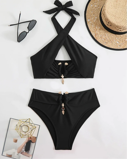 Halter cutout bikini, view 5