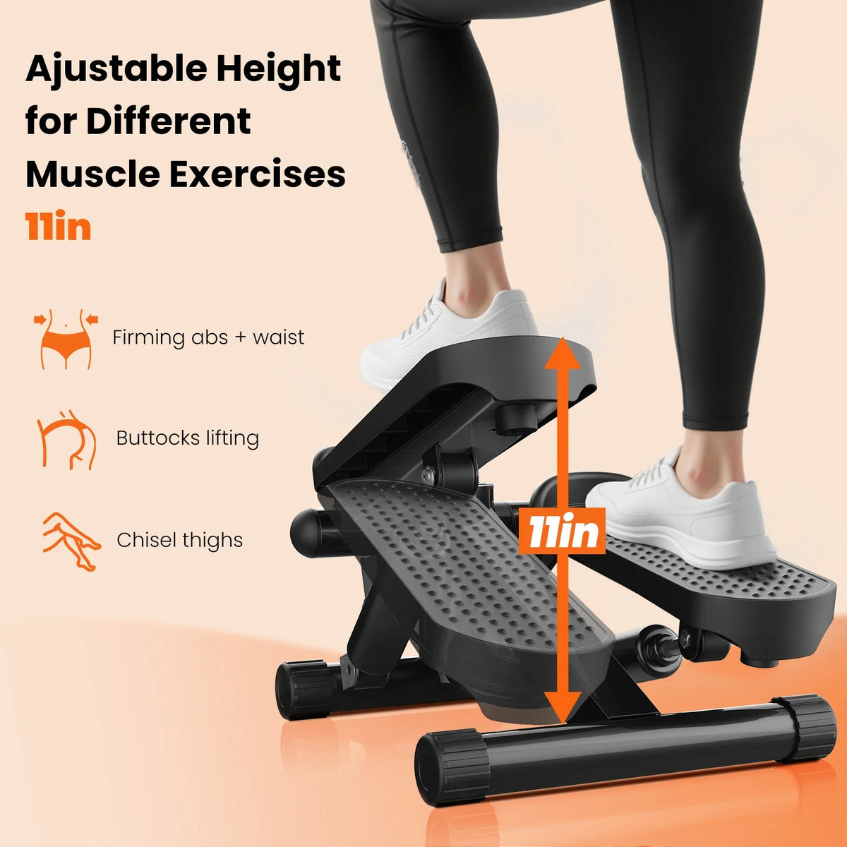 Mini stepper with resistance bands, view 2