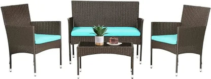 4 Pieces Outdoor Rattan Chair Wicker