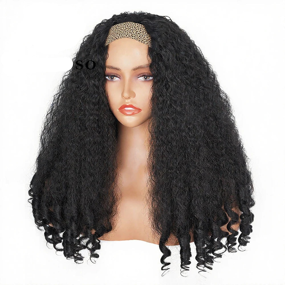 Afro Curly Headband Wigs for Black Women