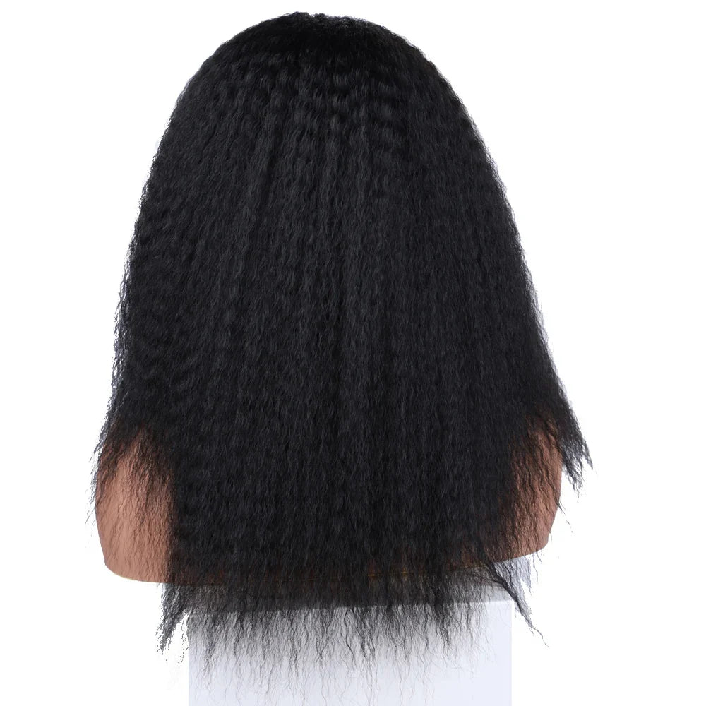 Short Kinky Straight Synthetic Wig High Puff