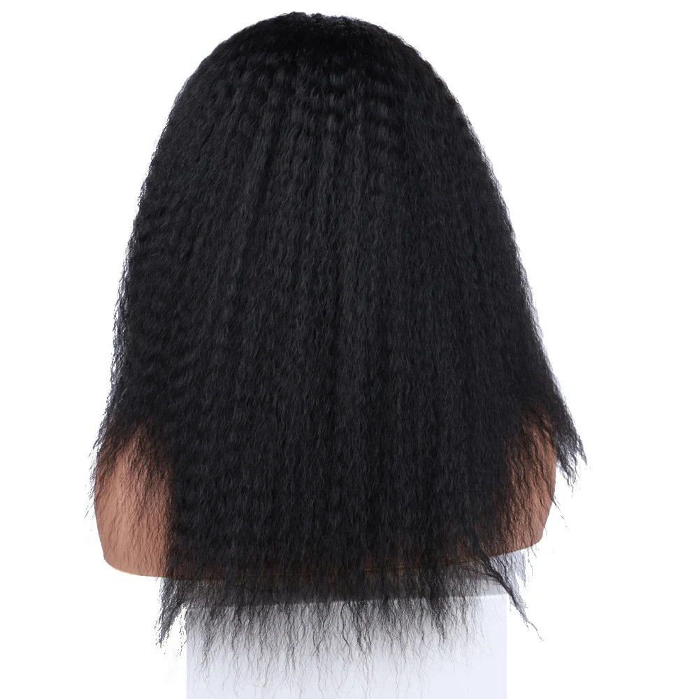 Short Kinky Straight Synthetic Wig High Puff