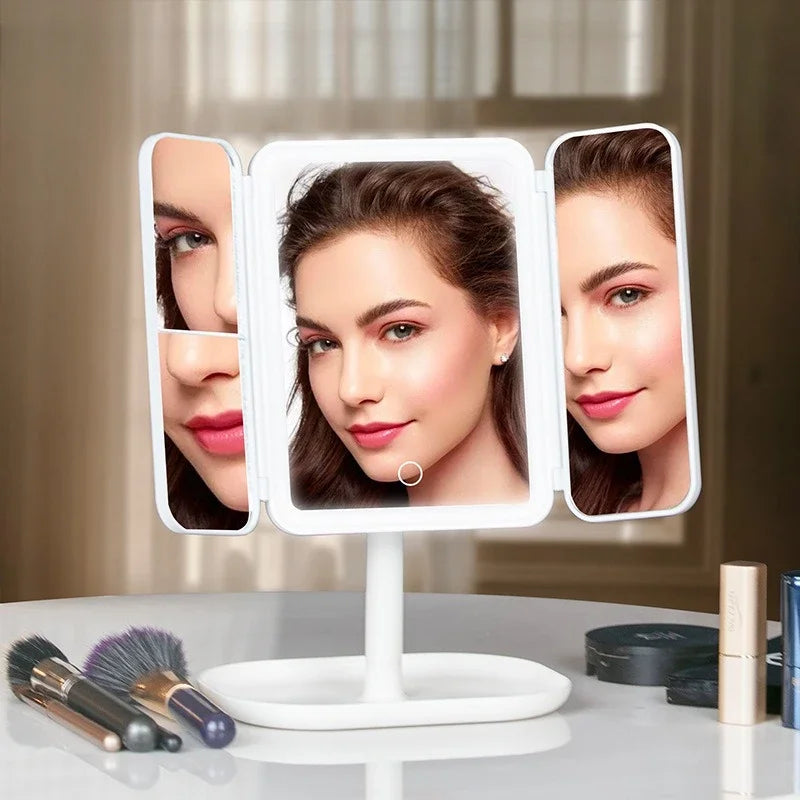 Trifold Makeup Mirror LED Lights
