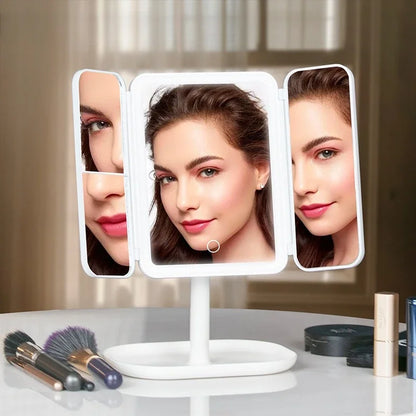 Trifold Makeup Mirror LED Lights