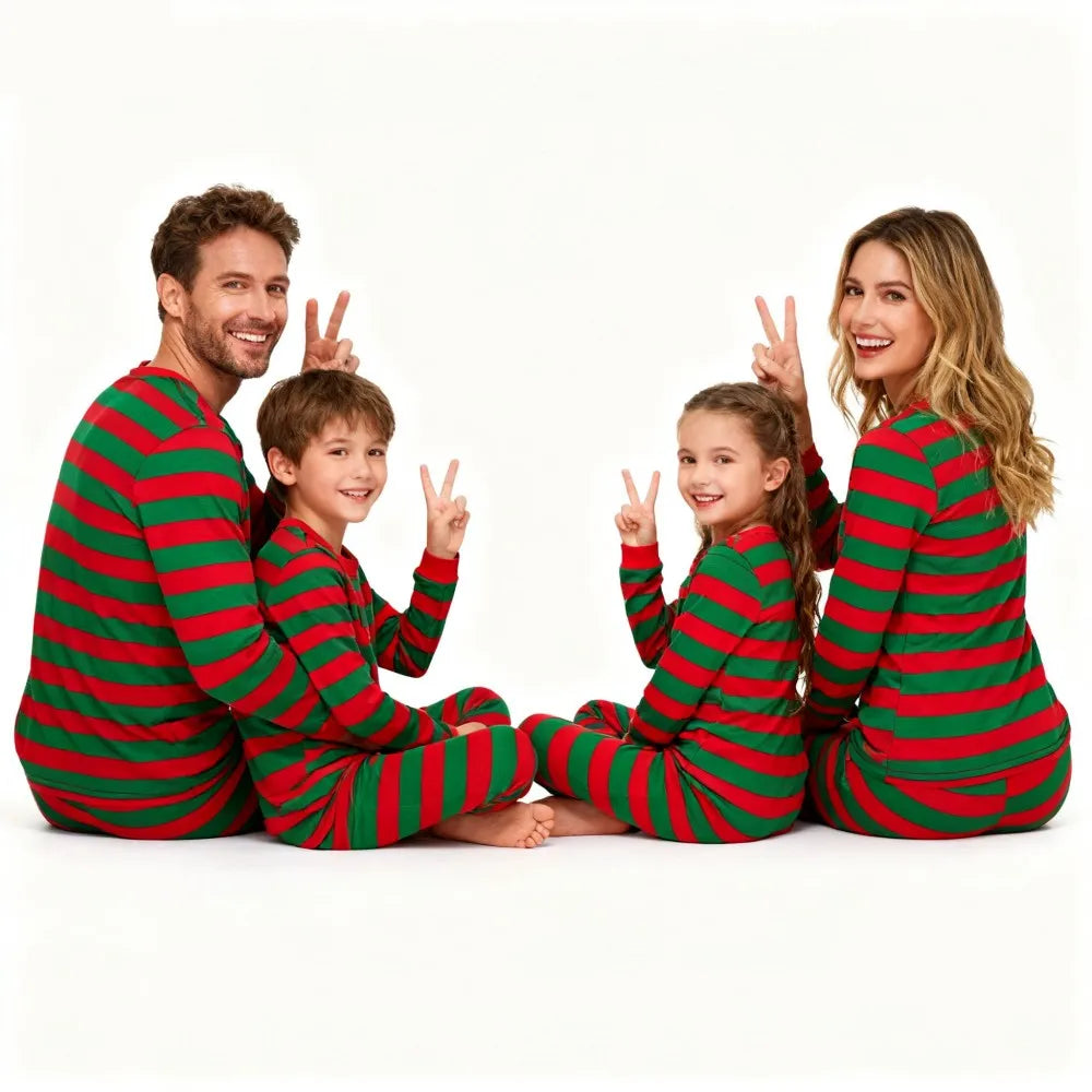 Stripes Christmas Family Pajamas Set