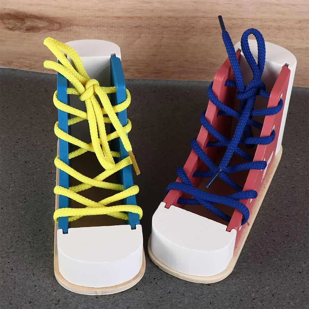 Lacing Sneaker Wooden Shoelace Toys