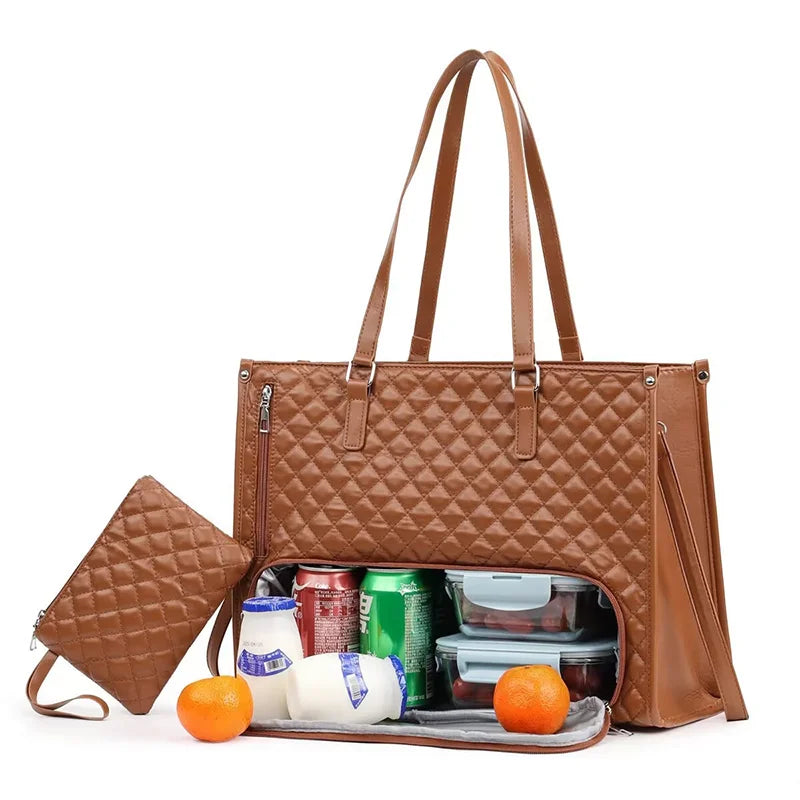 2-in-1 laptop tote in Brown
