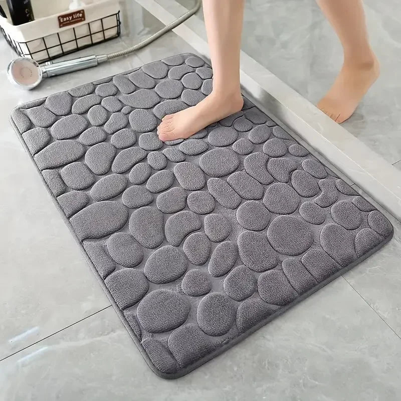 3D Non Slip Bathroom Mat Cobblestone