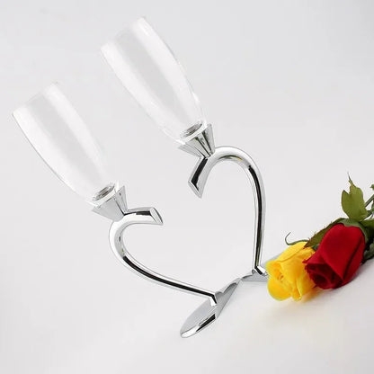 2pcs Heart-shaped Crystal Champagne Glasses Set