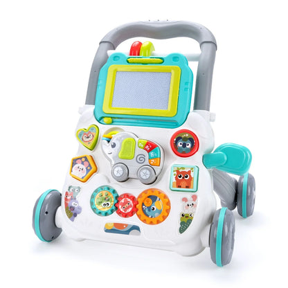 Cartoon Baby Push Walker Toy with Drawing Board Music