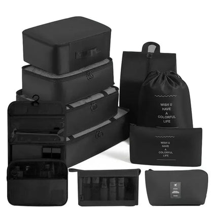 Packing cube set in Black, 10 pieces