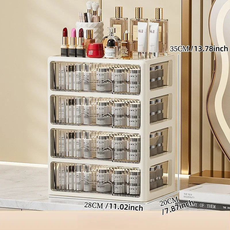 Cream Color Cosmetics Box, Multi-compartment Organizer