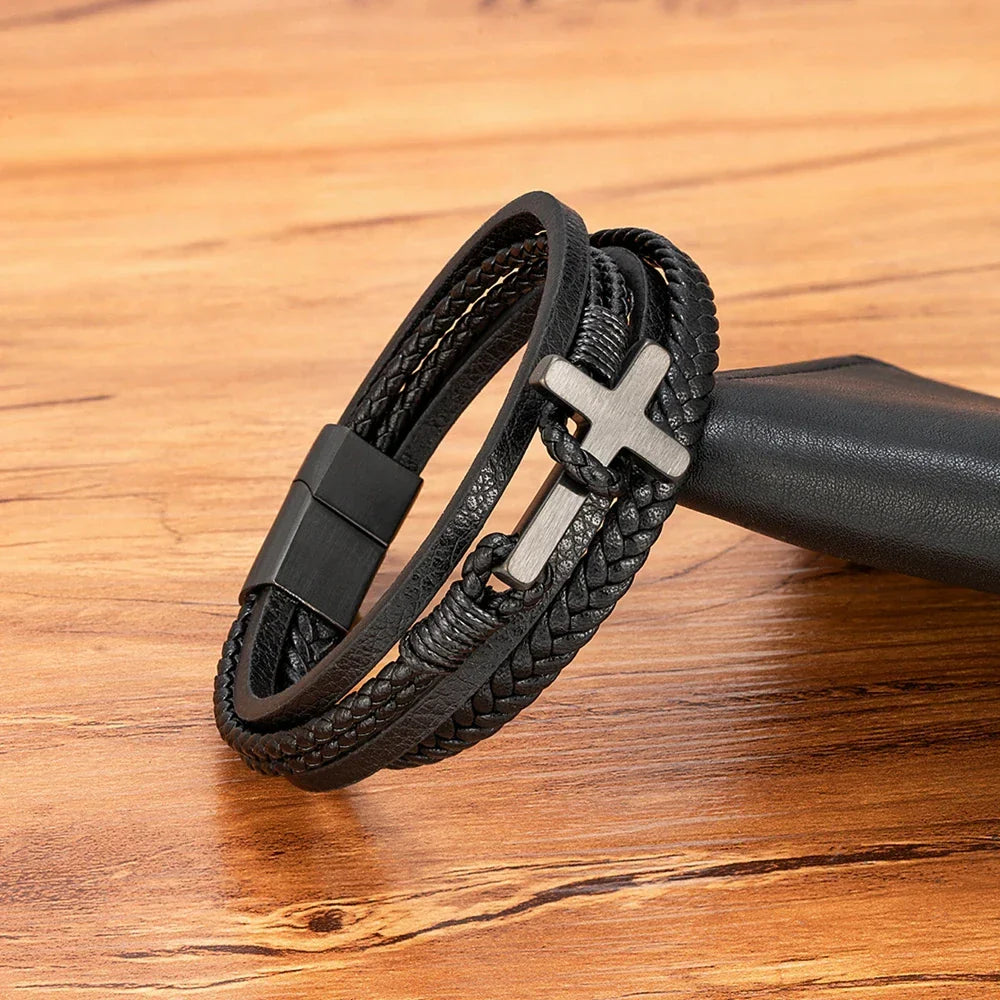 Cross Men's Leather Bracelets