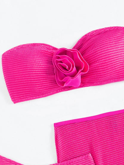 Rosette bandeau bikini set, view 4