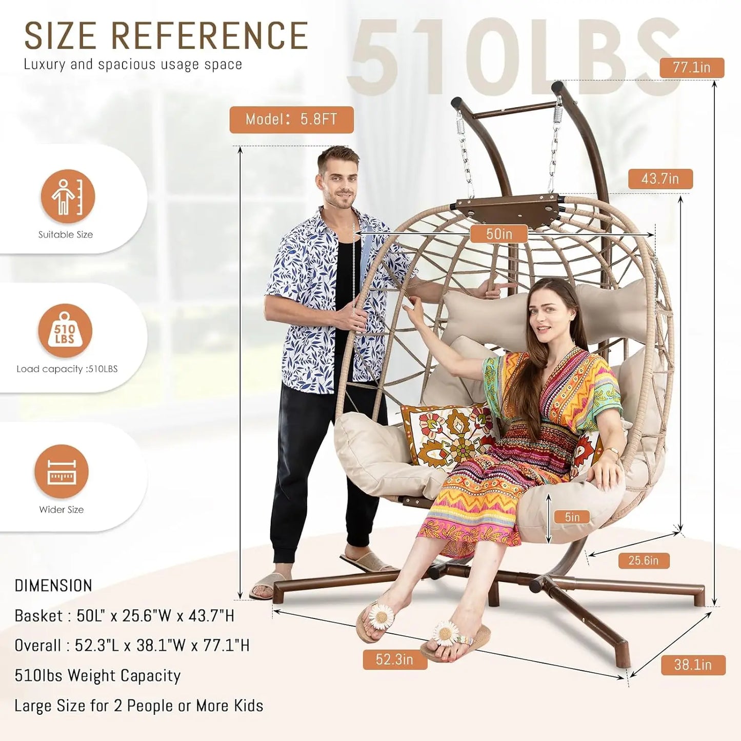 Luxury 2 Person Hanging Egg Chair