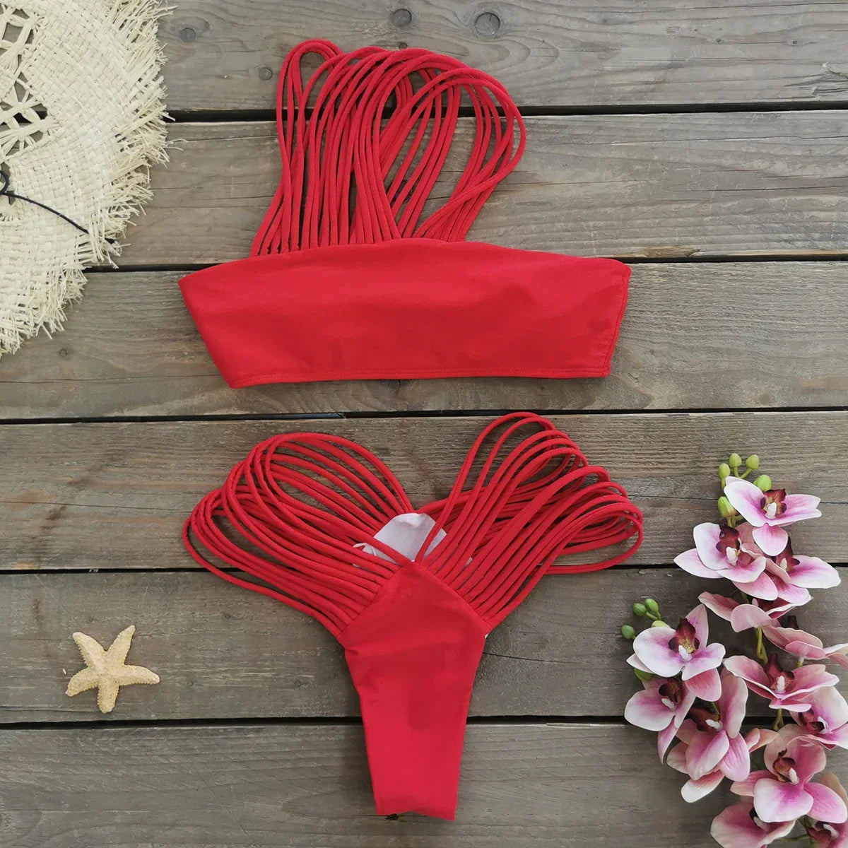 Ruched Brazilian bikini, view 3