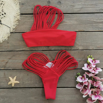 Ruched Brazilian bikini, view 3