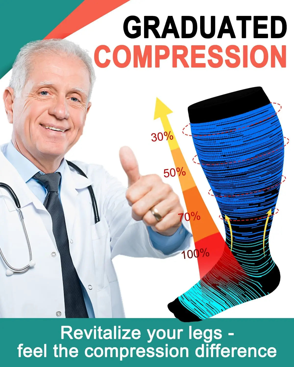 Running Compression Socks Knee High -Plus Size