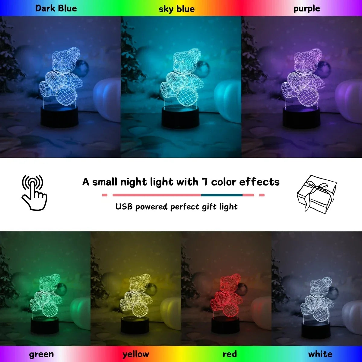 3D Night Light Bear