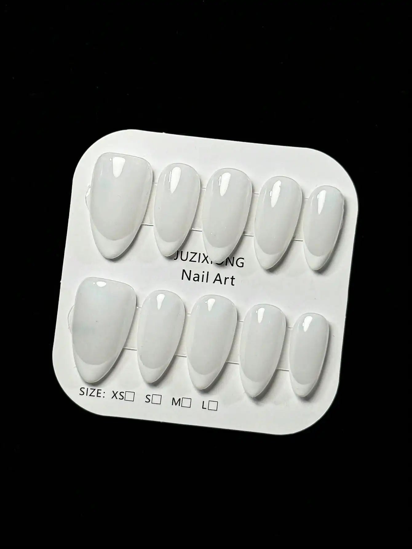 Almond-shaped French tip press-on nails