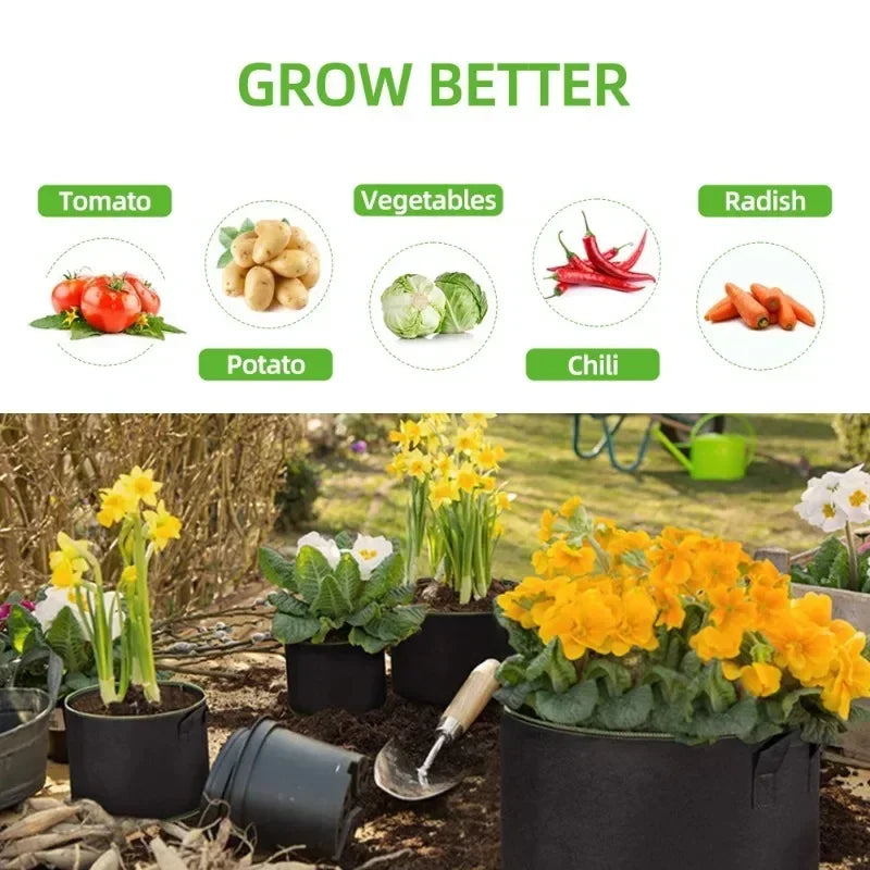 5Pcs  Grow Bags Gardening Fabric