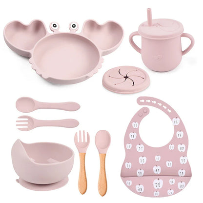 9Pcs Baby Silicone Non-Slip Suction Feeding set