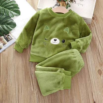 2Pcs Cozy Kids Winter Pajamas