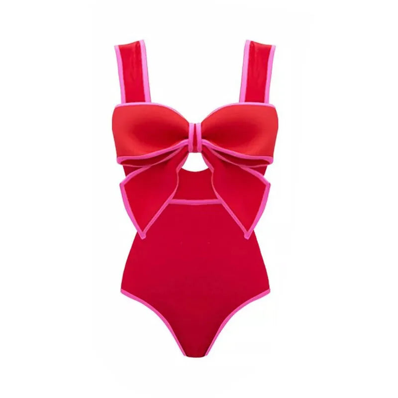 2024 Red Retro One Piece Swimsuit
