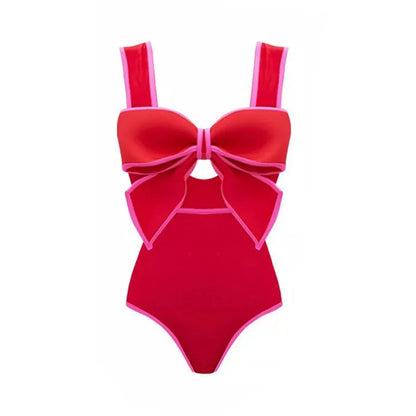 2024 Red Retro One Piece Swimsuit