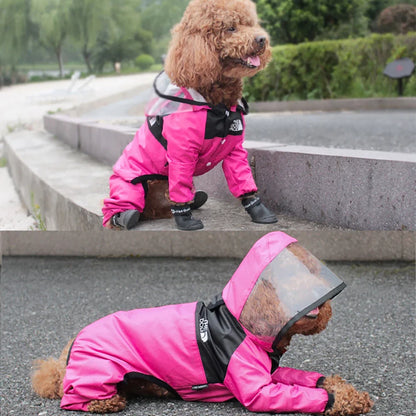 Transparent Hooded Waterproof Dog Raincoat