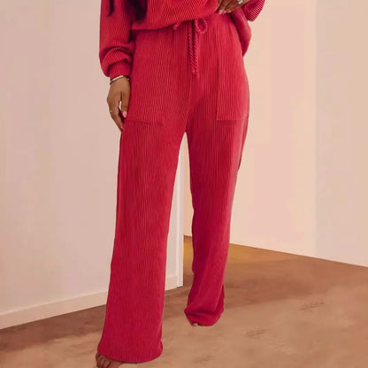 Ribbed Long Sleeve Lounge Sweatsuit Set