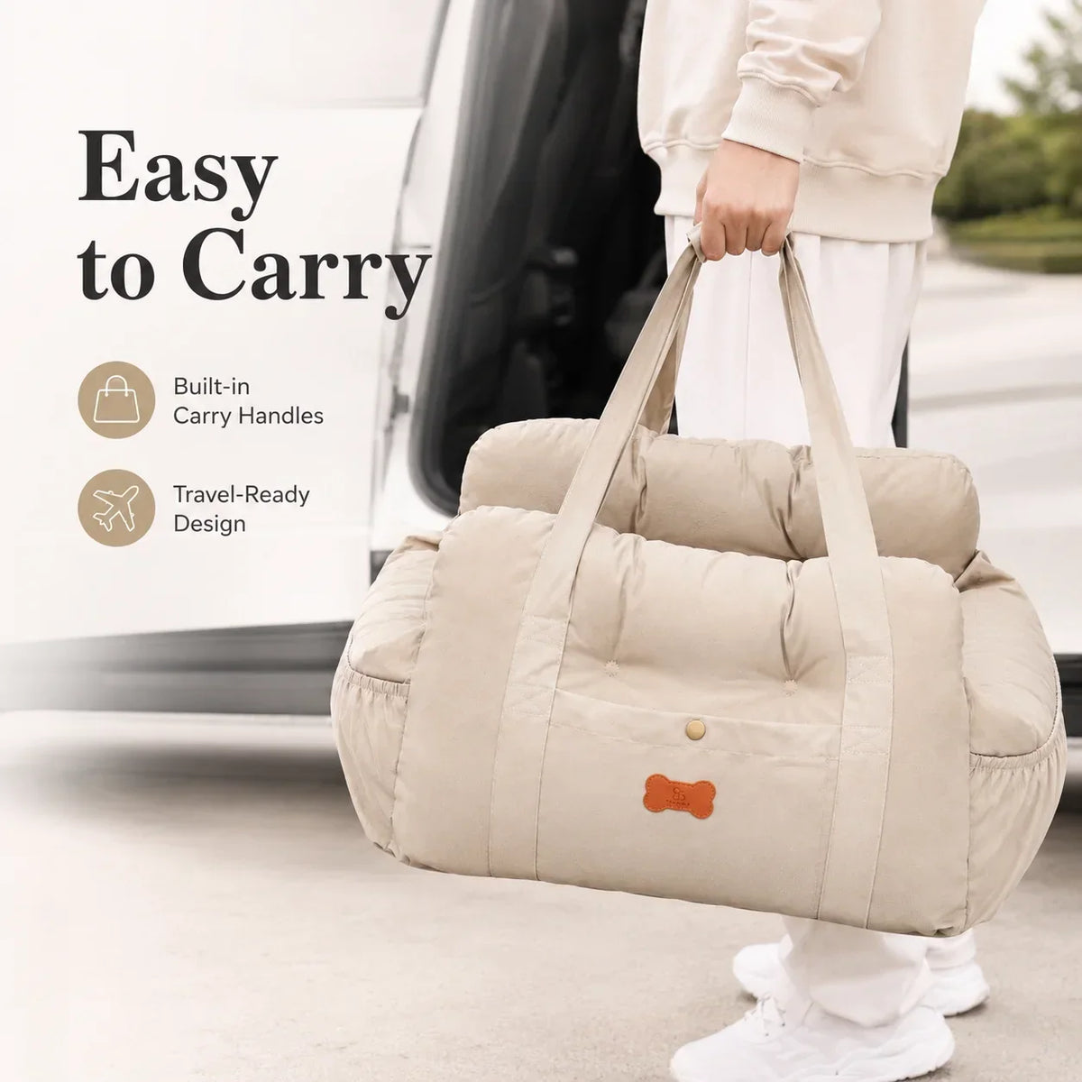 Plush Dog Car Seat with Safety Tether