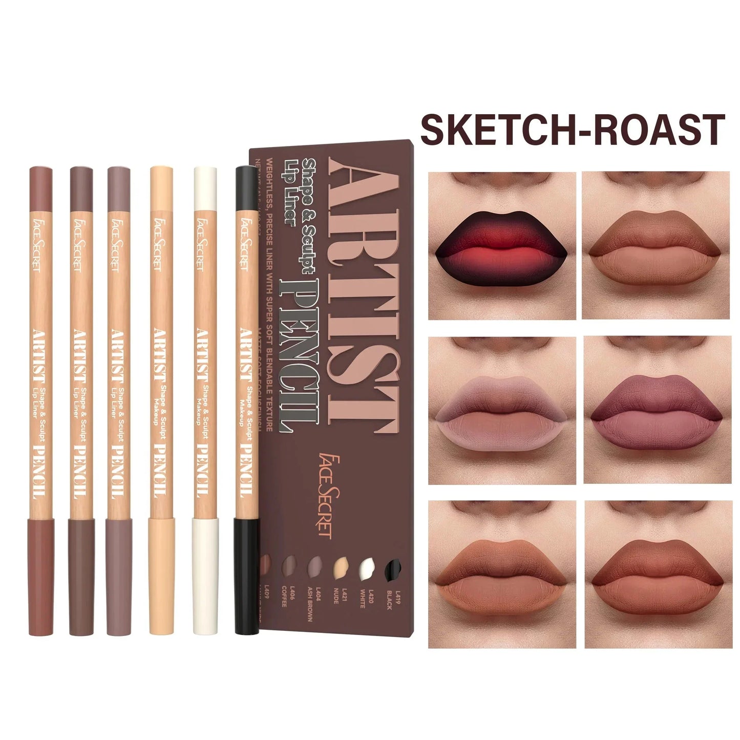 6pcs Velvet Matte Lip Liner Set