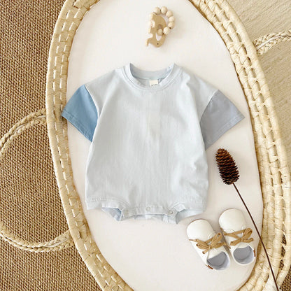 2Pcs Kids Solid Short Sleeve Elastic Waist Suit