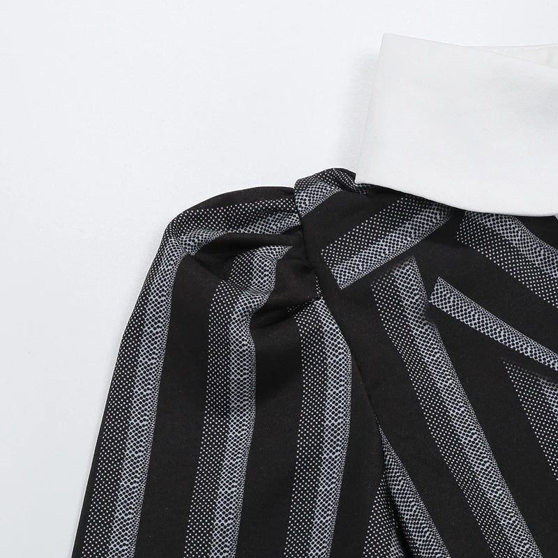 Addams Black Striped Dress Halloween Costume