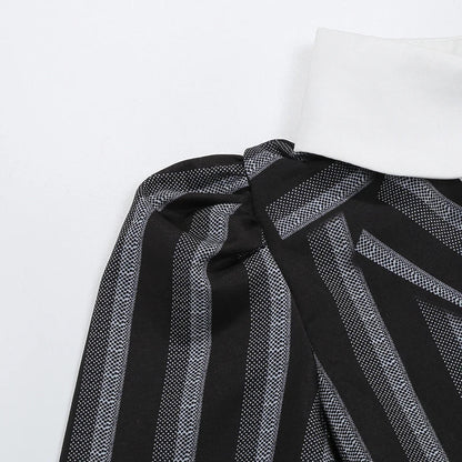 Addams Black Striped Dress Halloween Costume