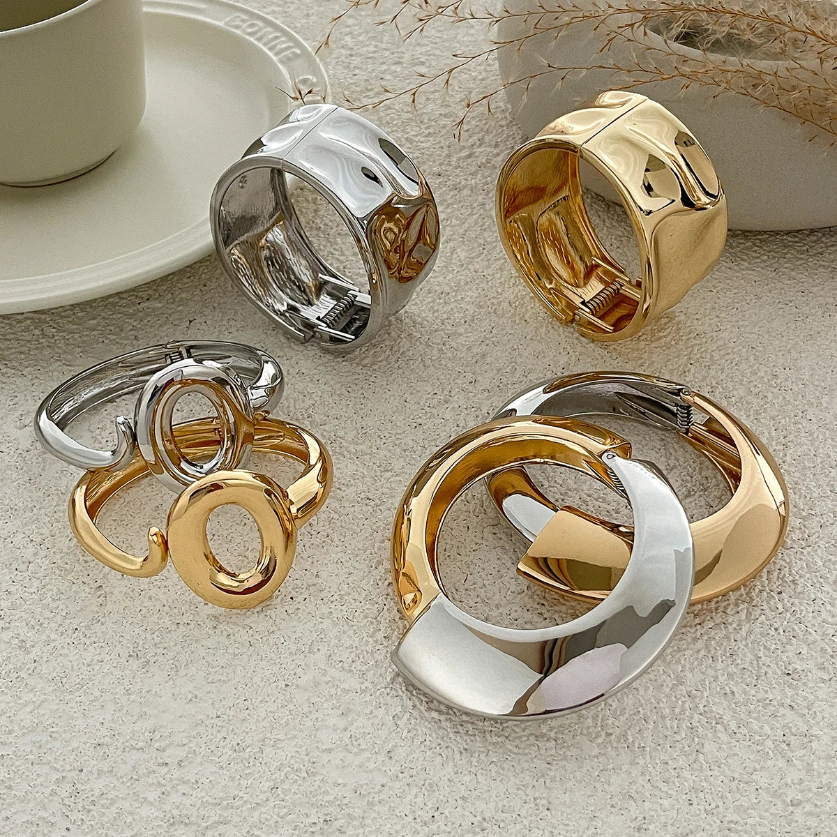 Ingemark Exaggerated Punk Irregular Wide Cuff Bangle